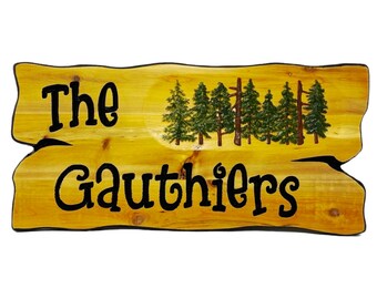 Original custom wood outdoor cottage, house or trailer sign gift crafted in Canada