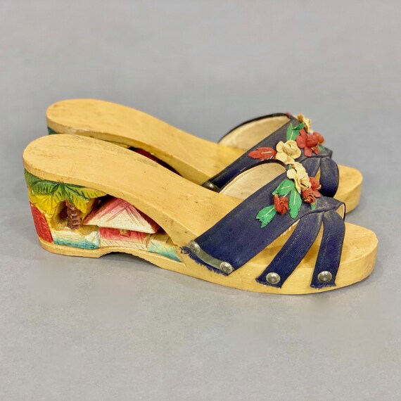 Vintage 1940s Philippines Hand Painted Carved Wood