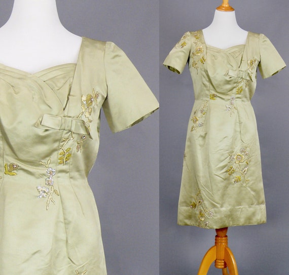 Vintage 1960s Embroidered Sequined Cocktail Dress,