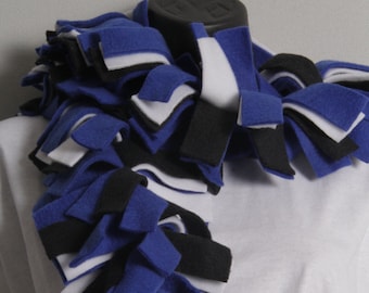 Black White & Blue Fleece Scarf, Spirit Wear Support Your Favorite Team!