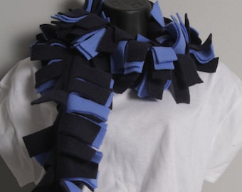 Navy & Blue Fringed Fleece Scarf, Spirit Wear Support Your Favorite Team!