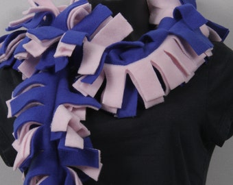 Blue & Light Pink Fringed Fleece Scarf, Spirit Wear Support Your Favorite Team!