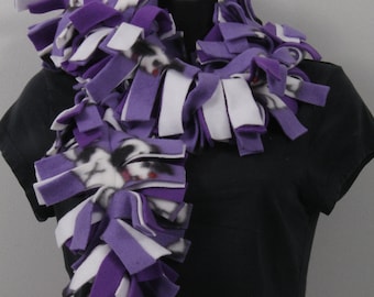 Puppy Themed Fringed Fleece Scarf, FOUR Layers of Fashionable Warmth! (Patterned Colors)