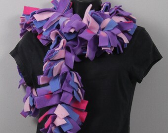 Polka Dots Fringed Fleece Scarf, FOUR Layers of Fashionable Warmth! (Patterned Colors)
