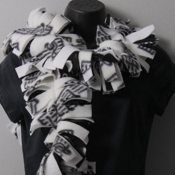 Music Themed Fringed Fleece Scarf, FOUR Layers of Fashionable Warmth! (Patterned Colors)