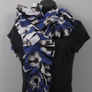 Soccer Themed Fringed Fleece Scarf, FOUR Layers of Fashionable Warmth! (Patterned Colors)