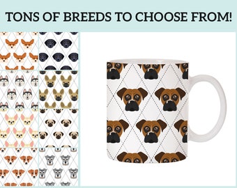 Adorable Argyle Dog Breed Design Ceramic Coffee Mug 11oz White