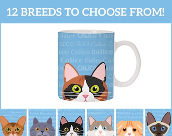 Adorable Cat Breed Design Ceramic Coffee Mug 11oz White