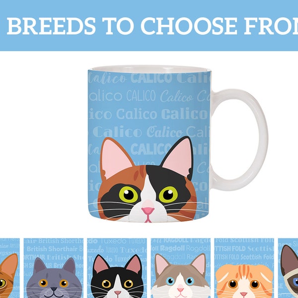 Adorable Cat Breed Design Ceramic Coffee Mug 11oz White