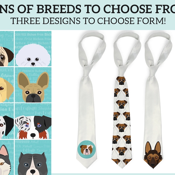 Elegant Dog Breed Design Novelty Necktie - 56" Length