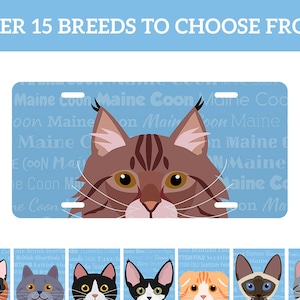 Adorable Cat Breed Design License Plate Large OR Mini