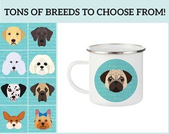 Adorable Dog Breed Specific 12oz White Enamel Camp Mug