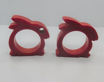 Bakelite Cherry Red Rabbit Napkin Ring