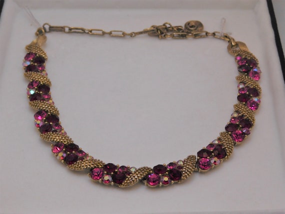 Vintage Lisner Ruby Pink Rhinestone Necklace - image 1