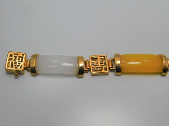 Faux Jade Gold Bracelet - image 4