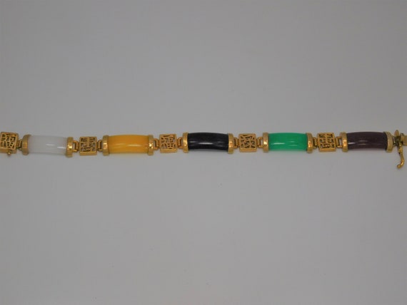 Faux Jade Gold Bracelet - image 2