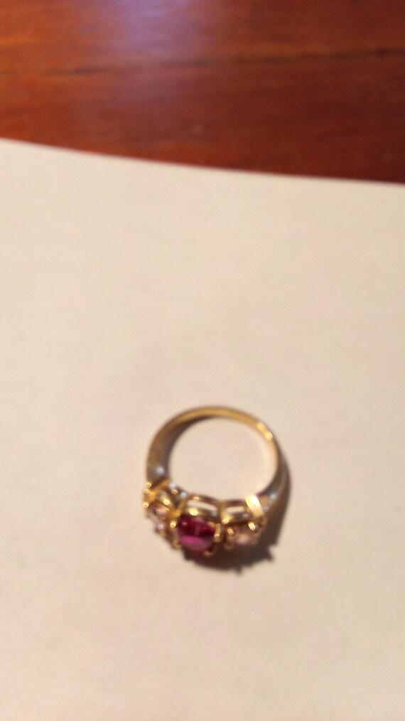 10K ruby Red stone Filigree Ring Size 7 - image 6