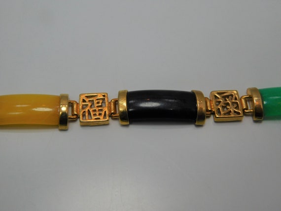 Faux Jade Gold Bracelet - image 5