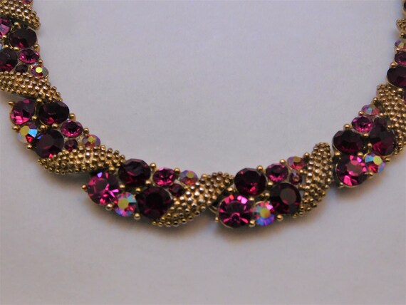 Vintage Lisner Ruby Pink Rhinestone Necklace - image 3