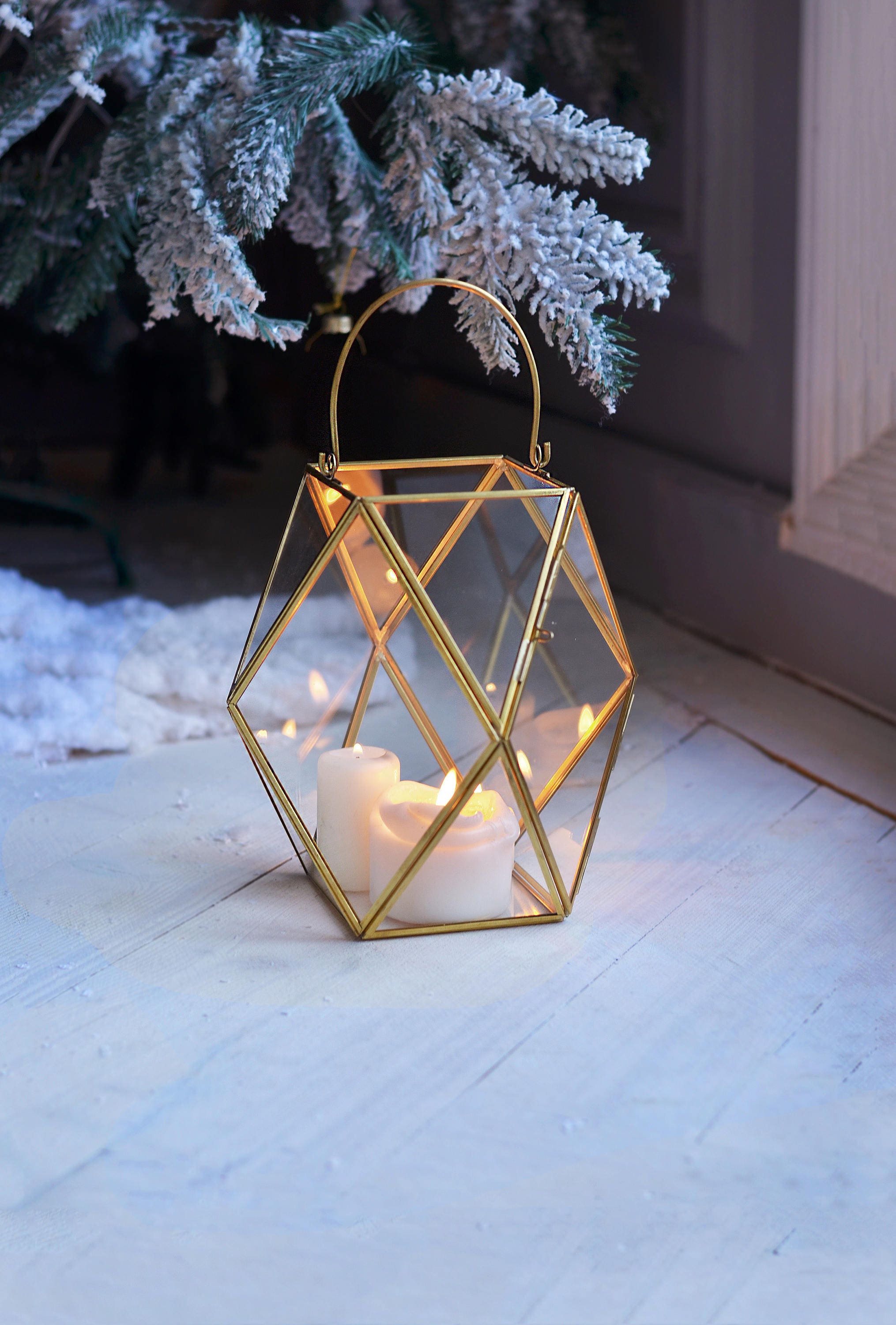 Lantern centerpiece Geometric candle holder Wedding lantern Etsy