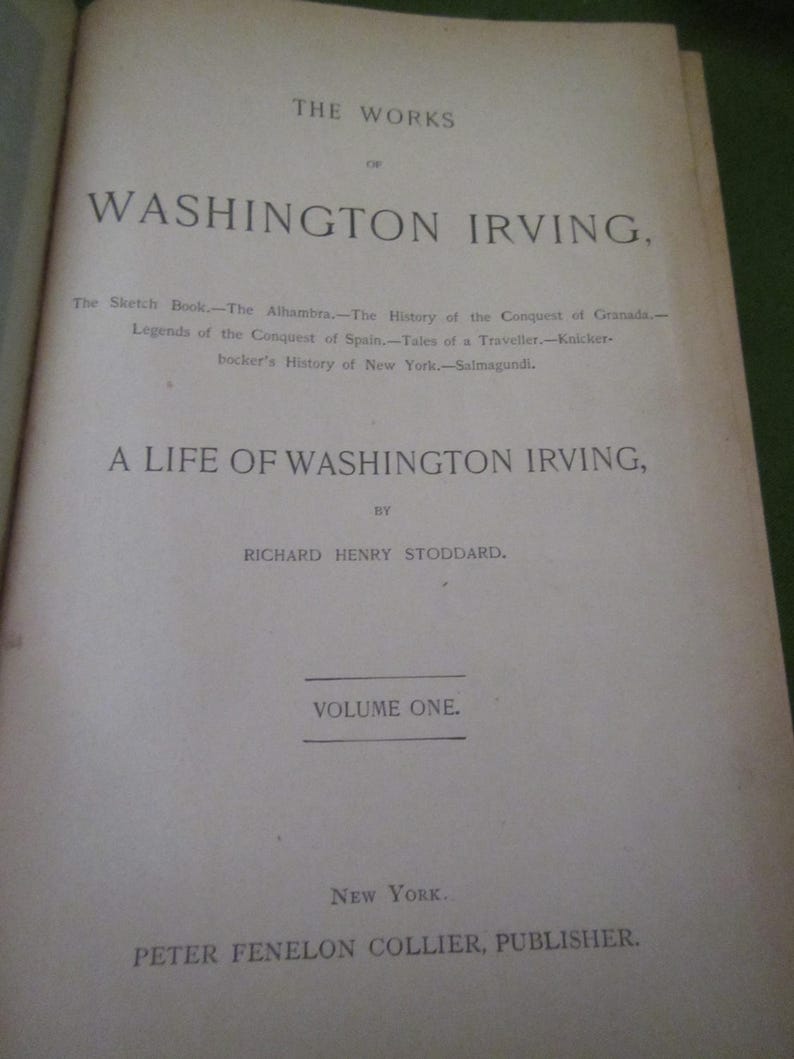 1881 The Works of Washington Irving Vol. 1 sj Etsy