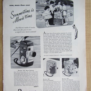 1953 REVERE &quot;50&quot; 8mm MOVIE CAMERA  magazine ad ; &quot;80&quot; Cine Camera,&quot;84&quot; Turret Camera , photography advertisement