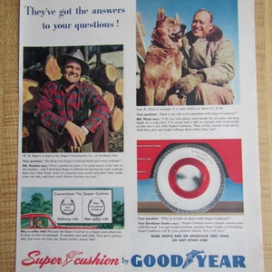 1941 GOODYEAR SUPER CUSHION Tires  with Holmes & Edwards Sterling Silver ad on back of magazine ad.