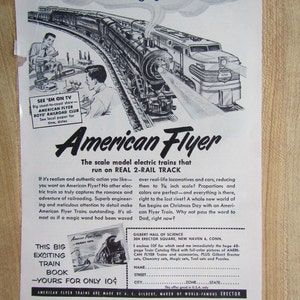 1952 AMERICAN FLYER Electric TRAIN magazine ad ; scale model electric train advertisement