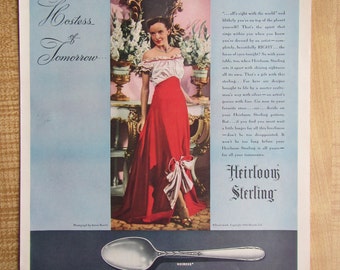 1946 HEIRLOOM STERLING SILVERWARE ad and Balzac enjoyable drinks ad on back***** magazine ad.