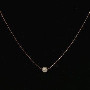 Rosegold or Silver, Single Pearl Necklace - 1 Pearl Necklace - 16" Necklace with 2" extension - Floating Pearl - Wedding - Bridesmaid - Gift