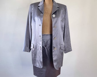 Vintage Gianni Versace Silver Metallic Skirt Suit