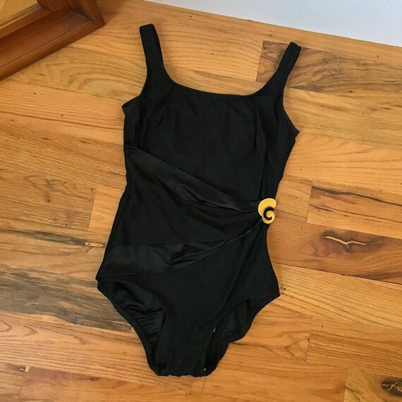 80s Vintage Black Gold Detail One piece bikini swi