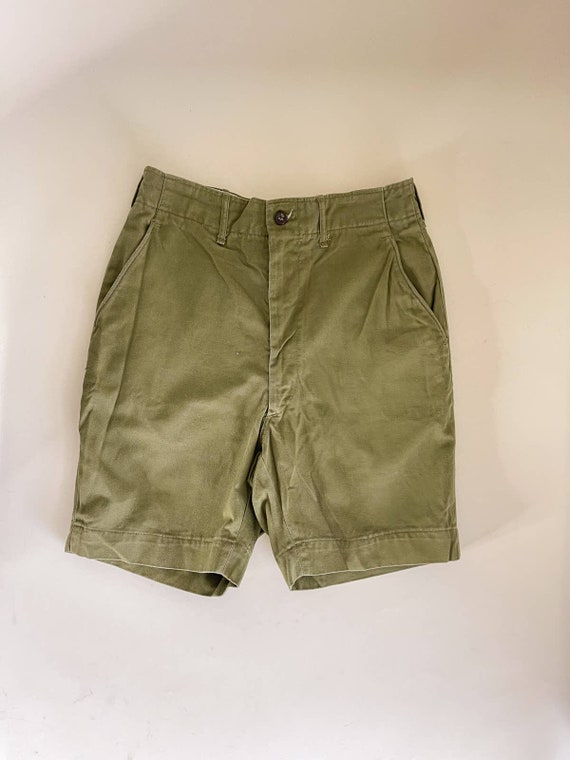 60s Vintage Olive Green Boy Scouts Camp Shorts Size 2… - Gem