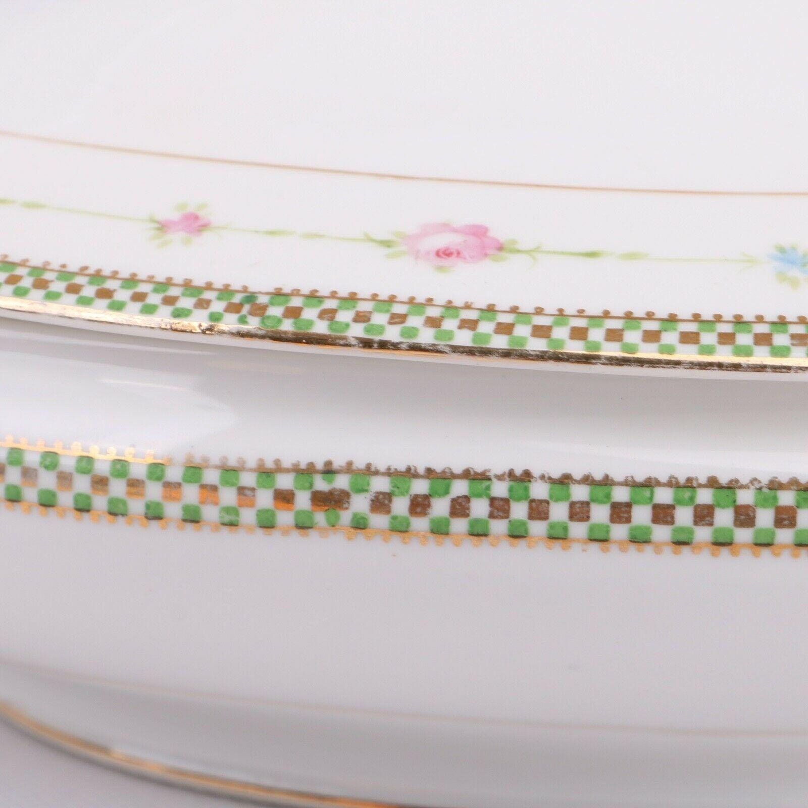 Noritake Nippon Oval Lidded Serving Bowl M Mark Green Checker Etsy