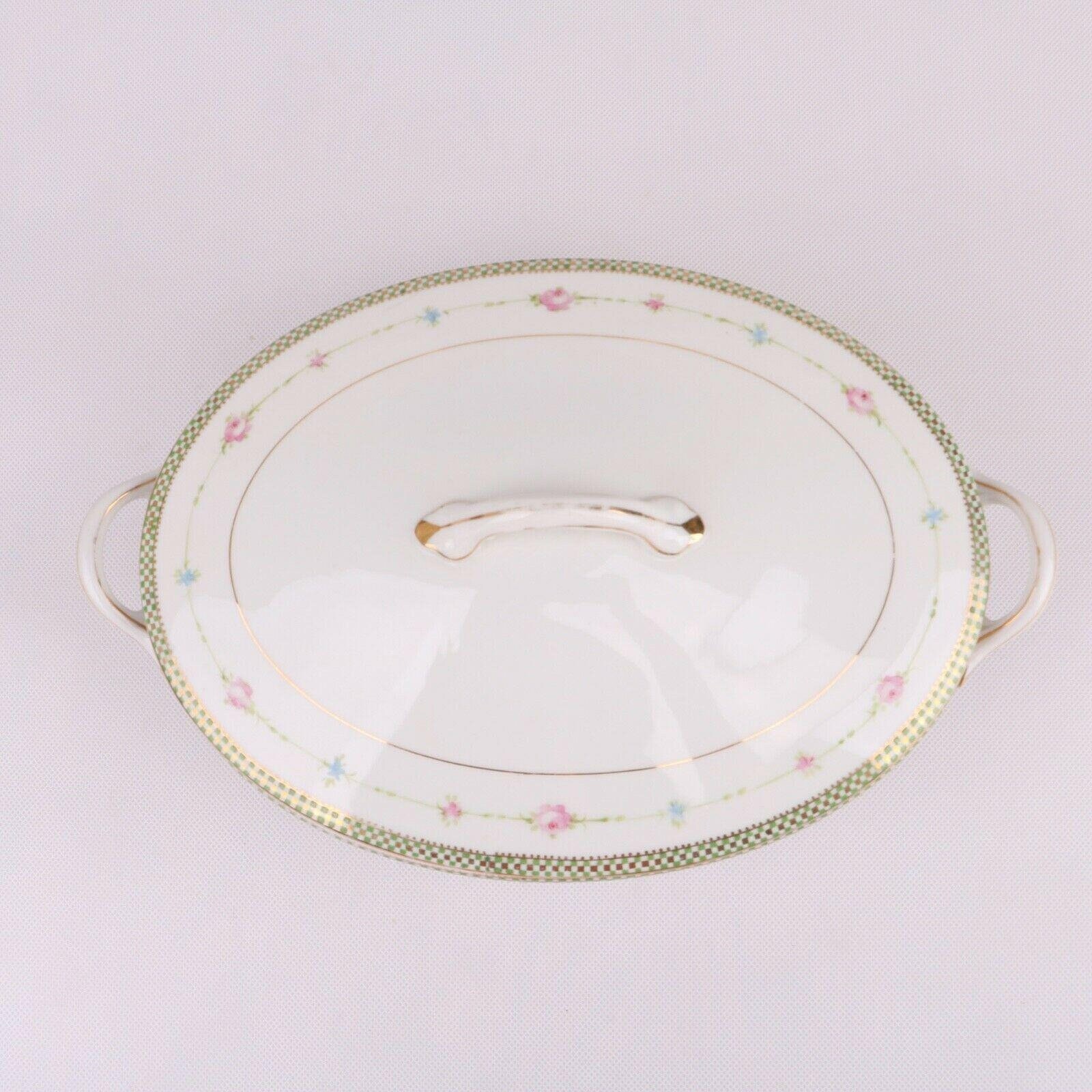 Noritake Nippon Oval Lidded Serving Bowl M Mark Green Checker Etsy