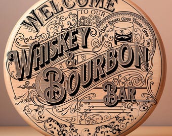 Welcome to our Whiskey & Bourbon Bar, Laser Engraving Svg, CNC SVG,