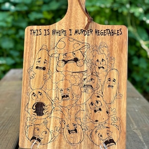 Funny cutting board, this is where a murder vegetables, serving board, housewarming gift, gifts for him, laser, engraved, original design