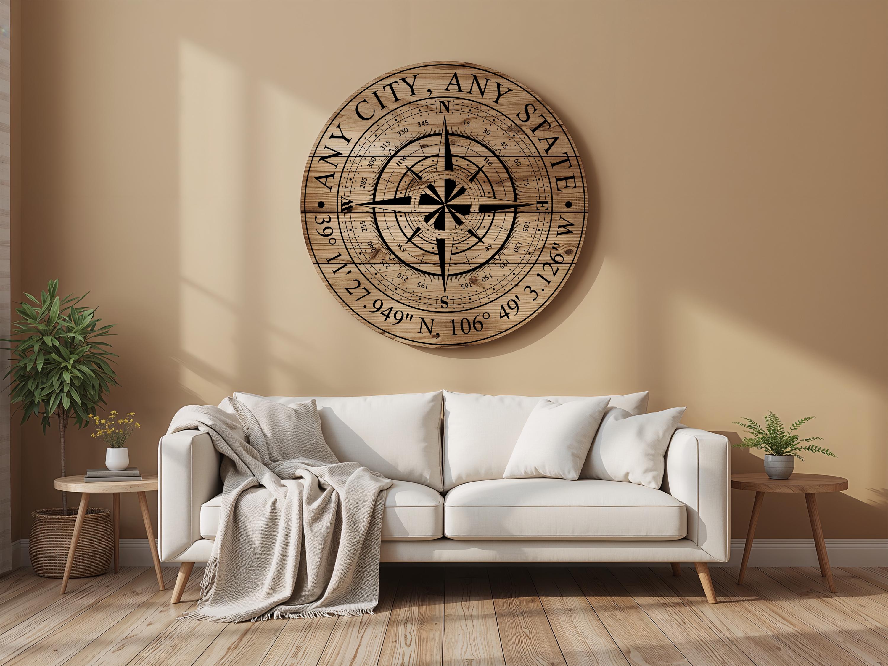 Customizable Compass Rose SVG • Lightburn File Included • Laser ...