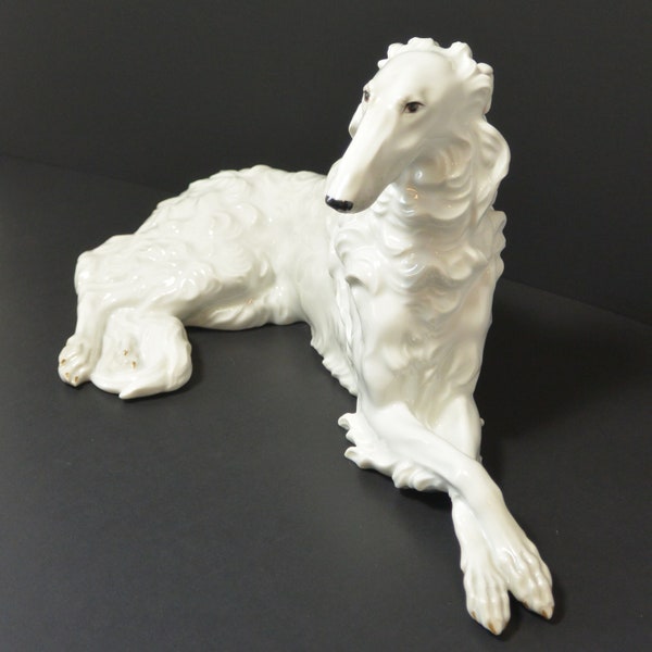 Augarten Porcelain Giant Borzoi Dog Figurine, Antique Porcelain Borzoi, Antique Dog Figurine, Borzoi Gift, Art Deco Dog, Collectible Borzois