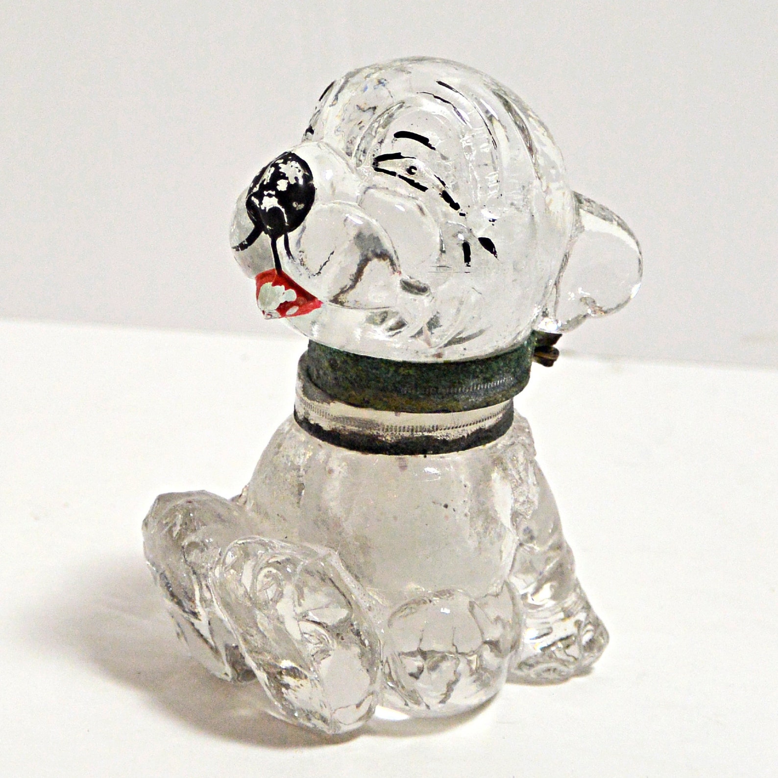 Vintage Bonzo Inkwell, Glass Bonzo Dog Figurine, Collectible Bonzo