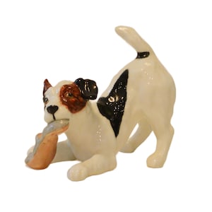 Royal Doulton Jack Russell Dog with Slipper #H.N. 2654, Vintage Dog, Dog Lovers Gift, Collectible Dog, Porcelain Dog