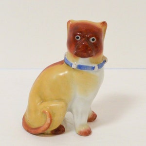 Antique Porcelain Pug, Antique Dog Figurine, Staffordshire Pug, Pug Lover's Gift, Collectible Pug Figurine