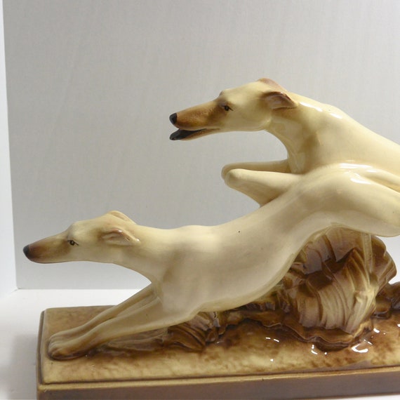 Art Deco Dog Figurine Borzoi greyhound Figurine Lemanceau