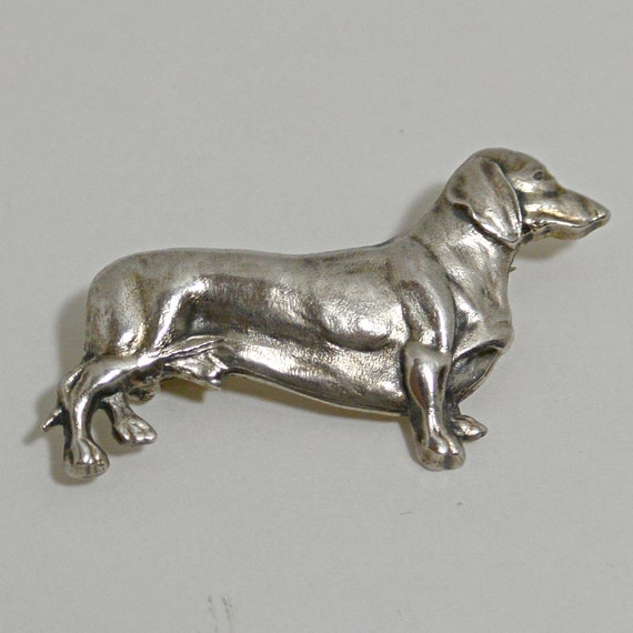 Vintage Sterling Silver Dachshund Dog Pin, Vintage