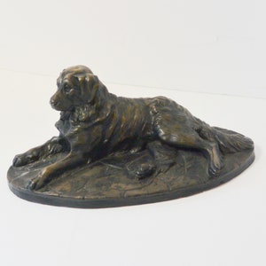Bronze Reclining Newfoundland Dog Figurine, Bronze Dog, Newfoundland Gift, Newfie Lover's Gift, Bronze Newfie