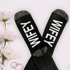Wifey Socks, Novelty Socks for Women, Anniversary Gift for Wife, Bridal Shower Gift,