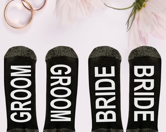Bride, Groom Socks, Wedding Socks, Personalized Wedding Gift, Engagement Gifts for Couple