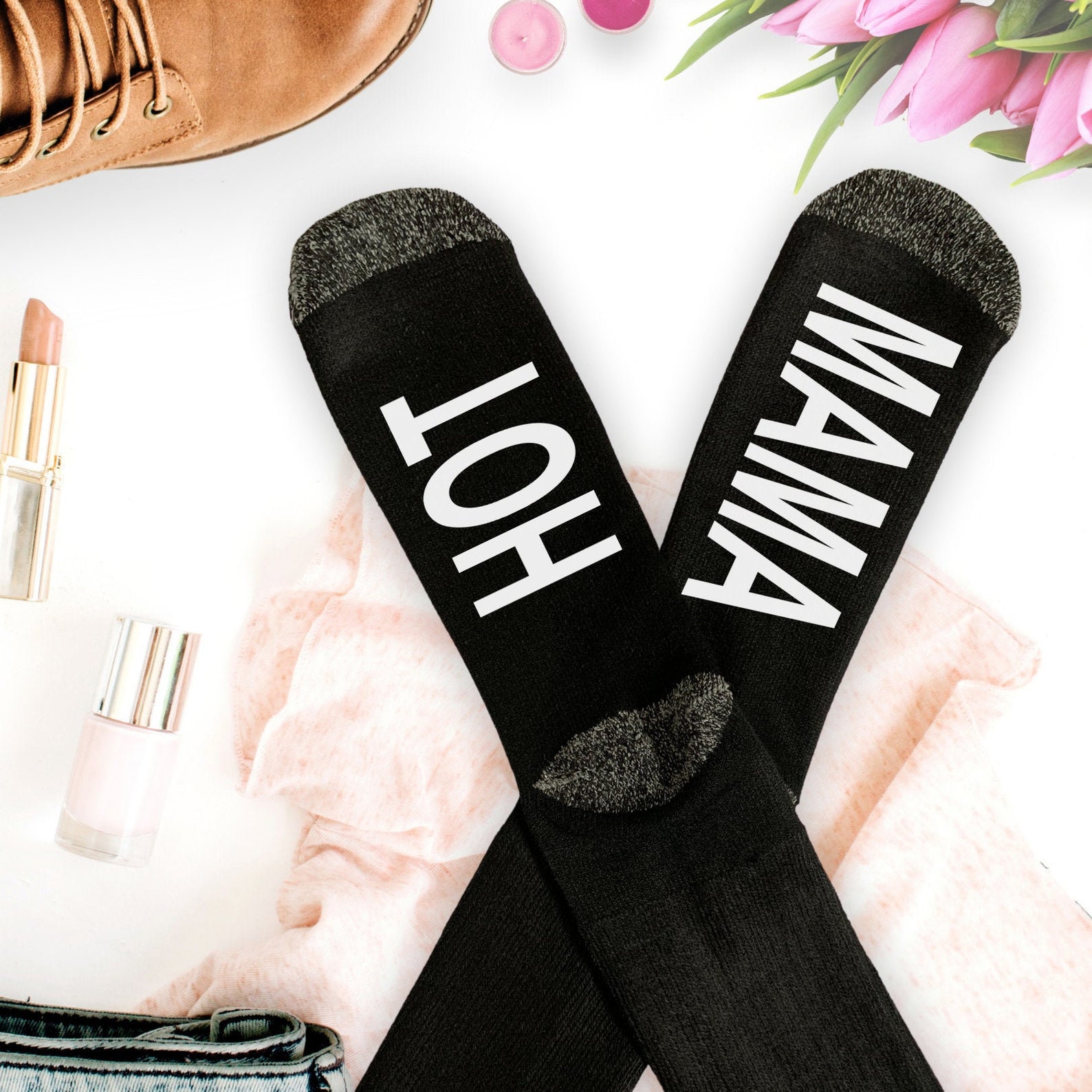 Hot Mama Socks Funny Mom Socks Pregnancy Announcement Etsy