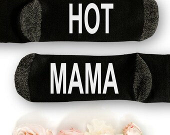 Hot Mama Socks - Novelty Socks - Gift for Mom - MILF Socks - Mom Gift - New Mom Gift - Baby Shower - Birthday Gift - Valentines Day Gift