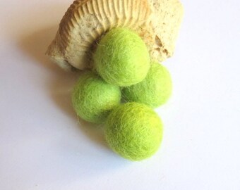 5 Apple green felted wool beads non-drilled 20 mm